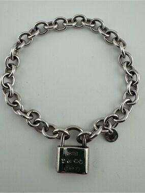Tiffany and Company 1837 Padlock Charm Bracelet Sterling Silver